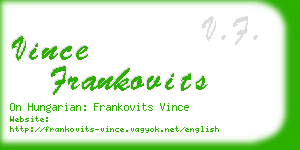 vince frankovits business card